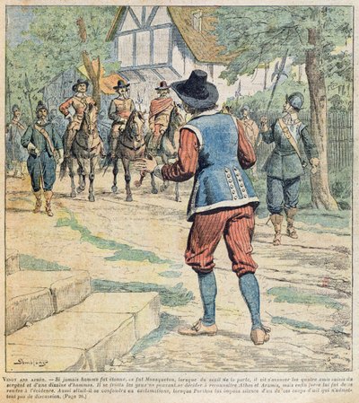 「Journal des Romans Populaires Illustres」からのAlexandre Dumas pere（1803-70）による「Vingt Ans Apres」の連載の表紙、1900年頃 作： Eugene Damblans